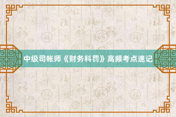 中级司帐师《财务科罚》高频考点速记
