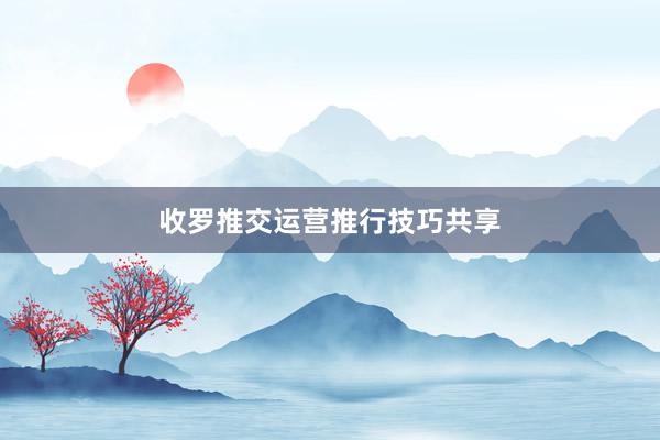 收罗推交运营推行技巧共享